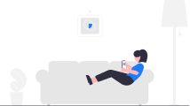 ilustração mulher deitada no sofá, com celular na mão ilustração mulher deitada no sofá, com celular na mão